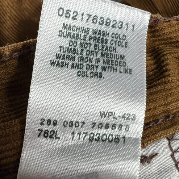 Y2K Levi's Corduroy Pants Women's Measured 31x32 Straight Brown Stretch Tag 6M - Picture 7 of 16